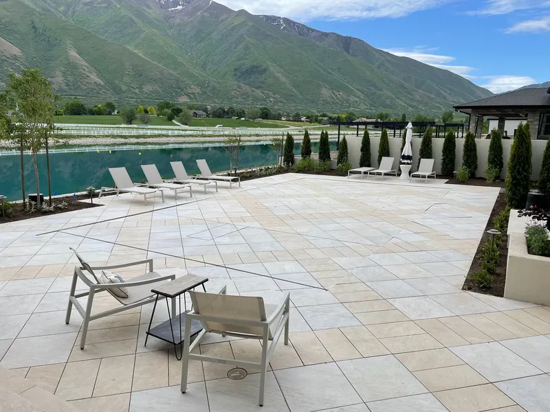 Wright project pool deck and mountain view